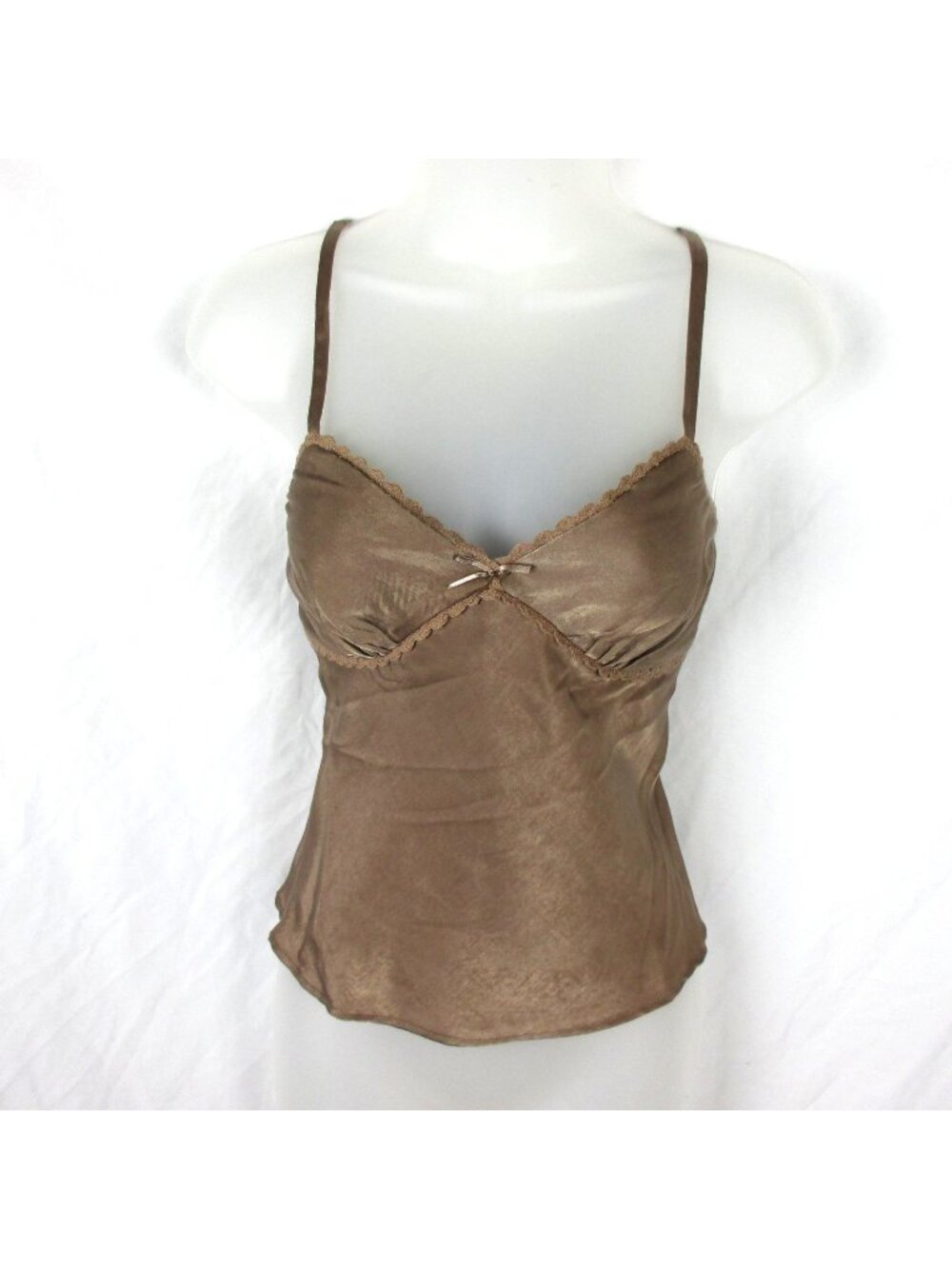 No Boundaries Tank with lace accent trim Taupe M Boho Feminine Summer Casual